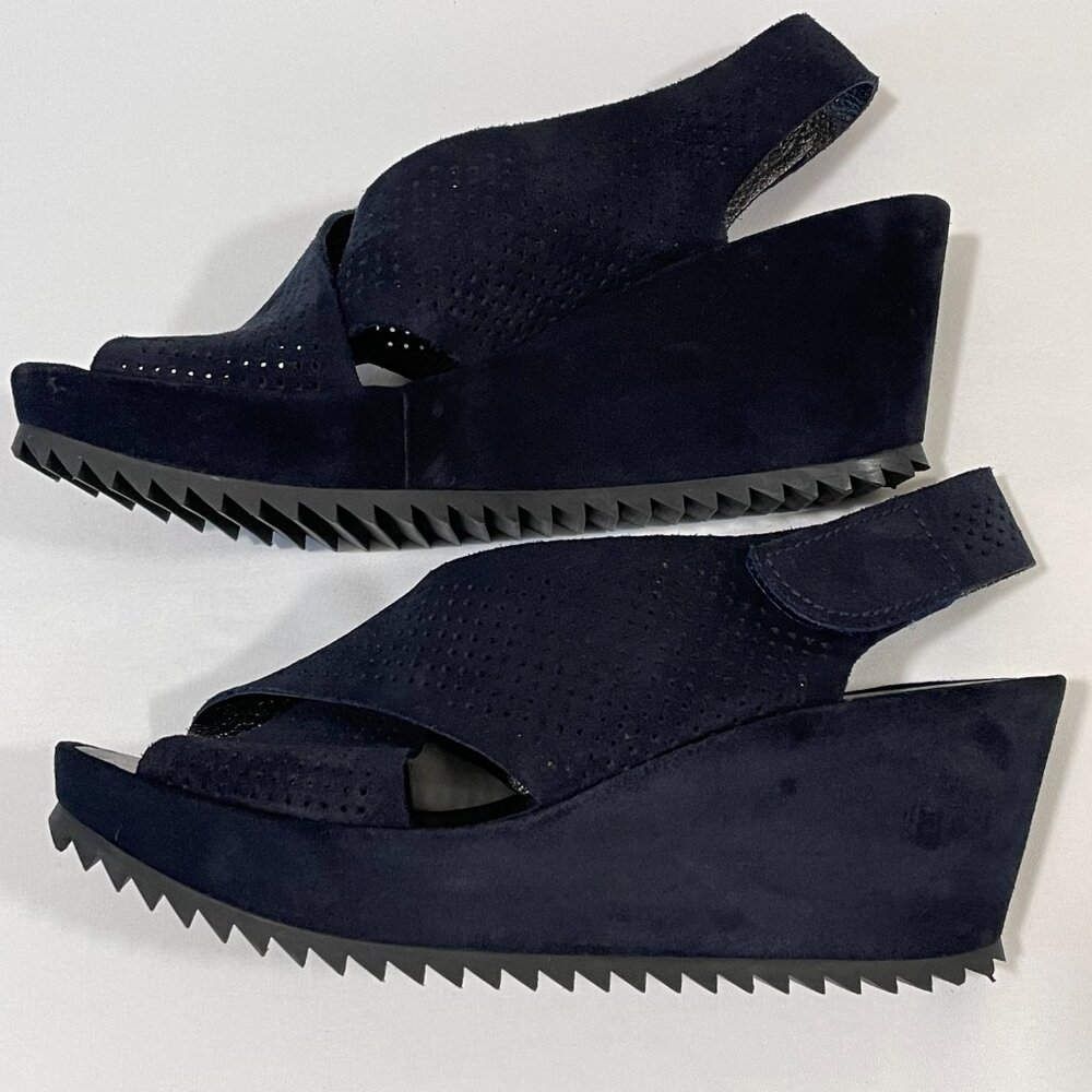 NEW, PEDRO GARCIA "Frigg" Suede Crossover Sling Back Wedge, Spain, Navy - 39/9 - Picture 10 of 13